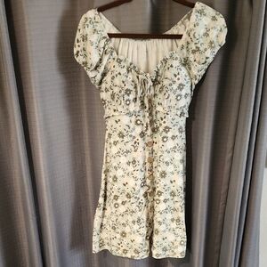No Boundaries Floral Dress - Cream and Green